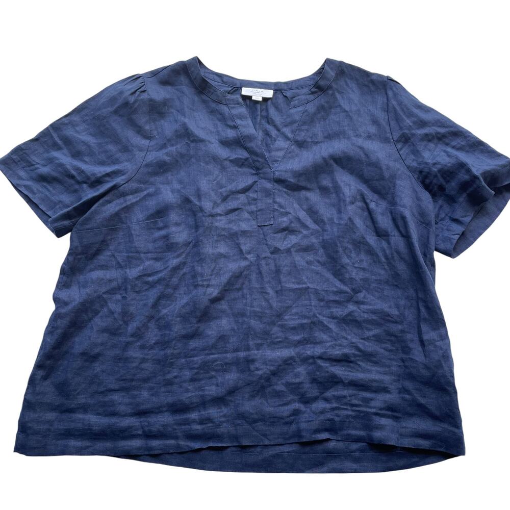 Linen Charter Club navy blue blouse